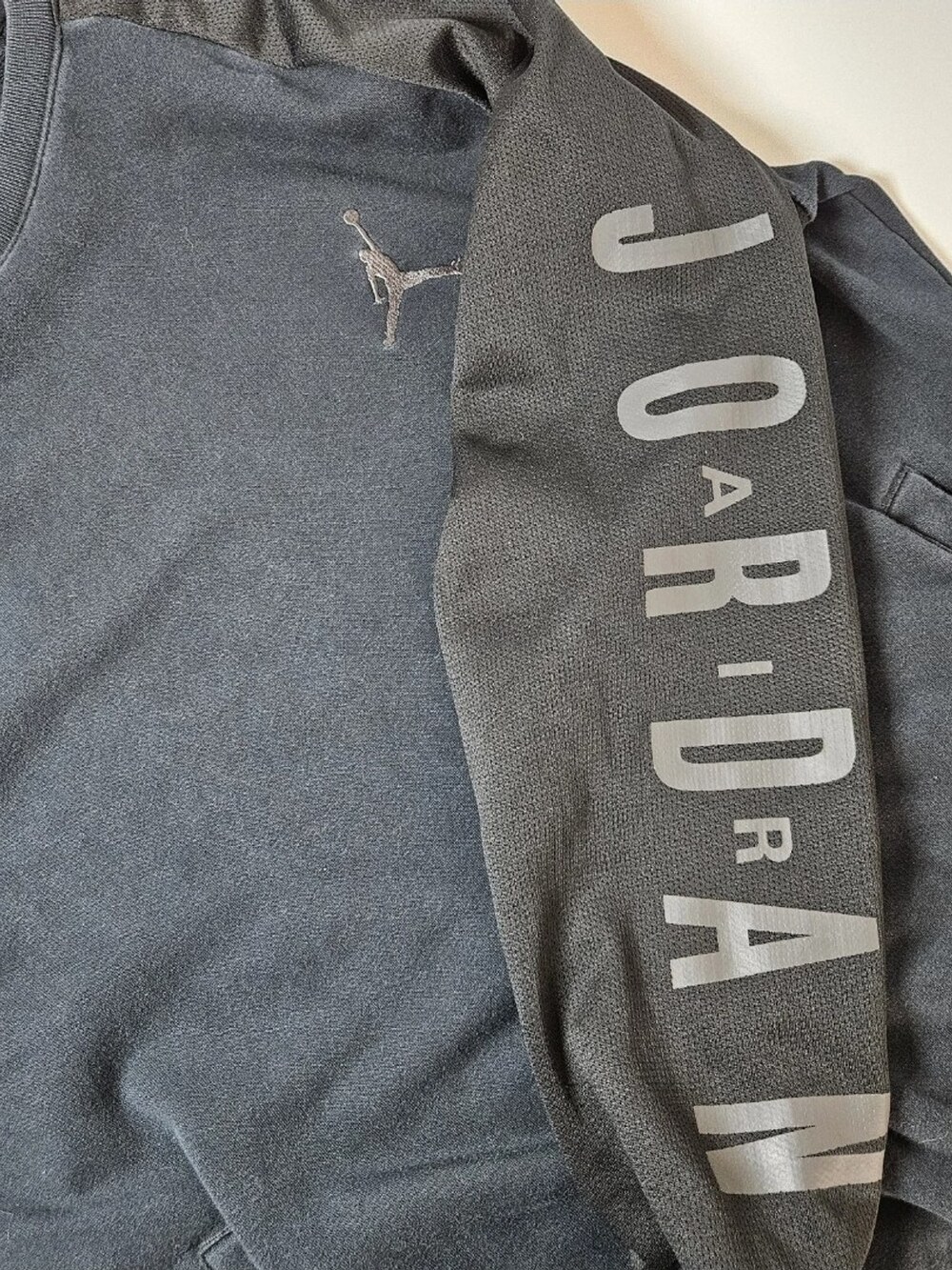 Jordan Jumpman Crewneck Sweatshirt Black Gray Mesh Men's Size XXL *Fits As XL